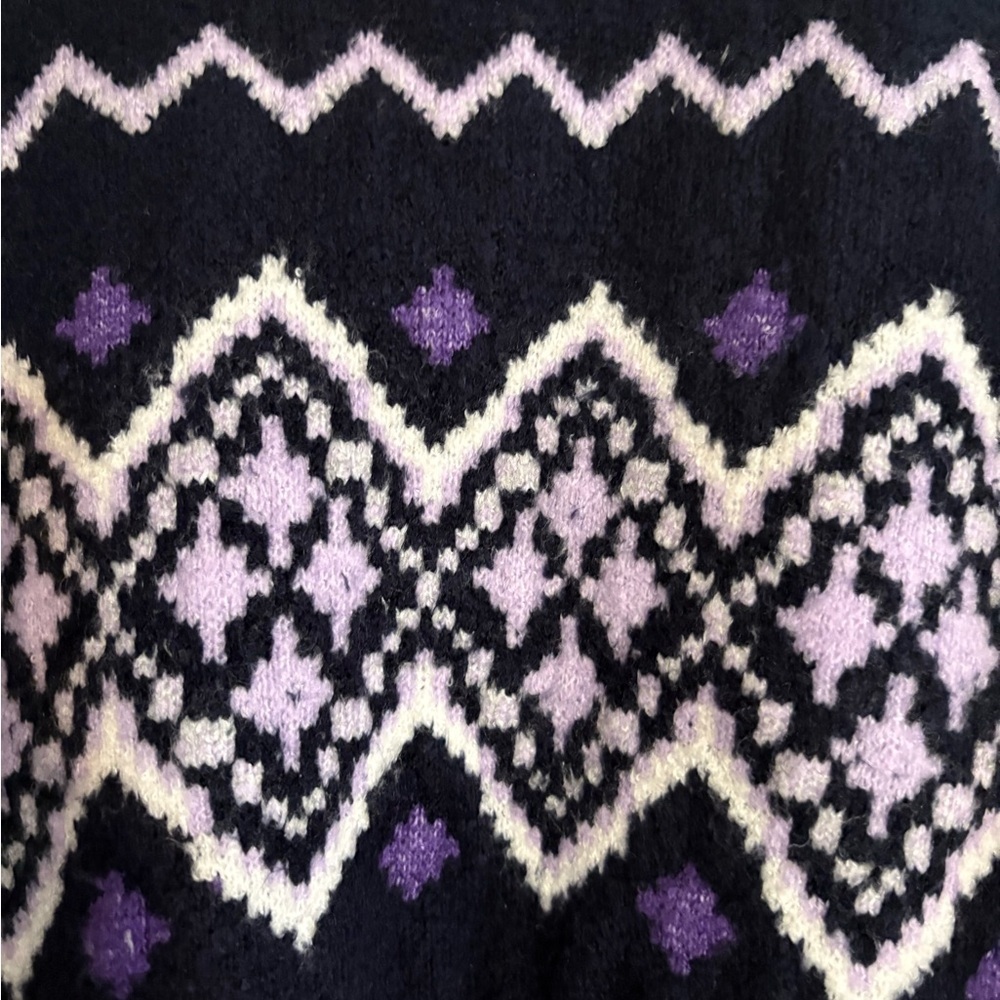 Talbots Purple and Black Geometric Sweater size L - Picture 3 of 5